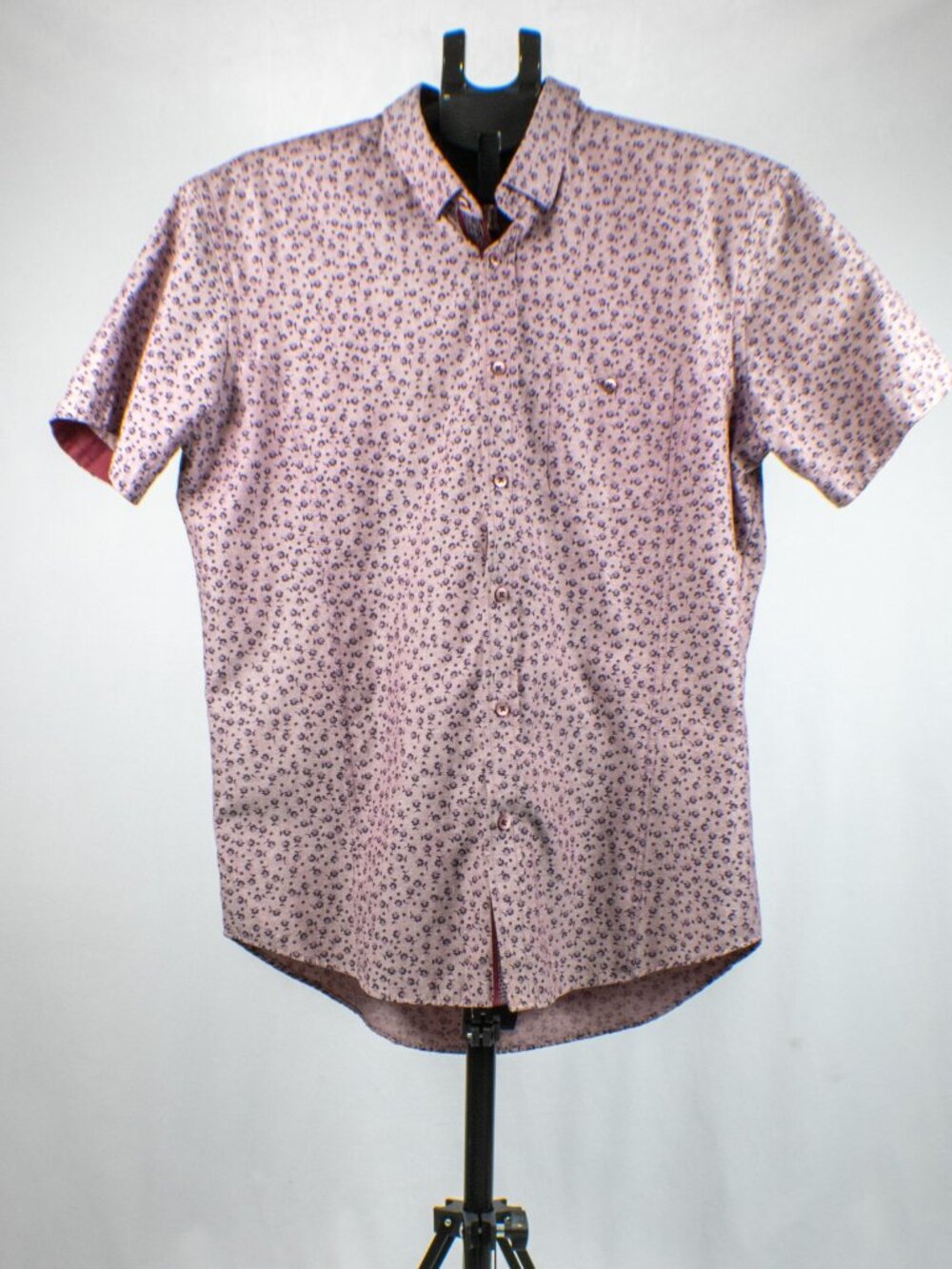Eight X Premium Mens XL Slim Fit Short Sleeve Button Up Shirt Floral Geometric P